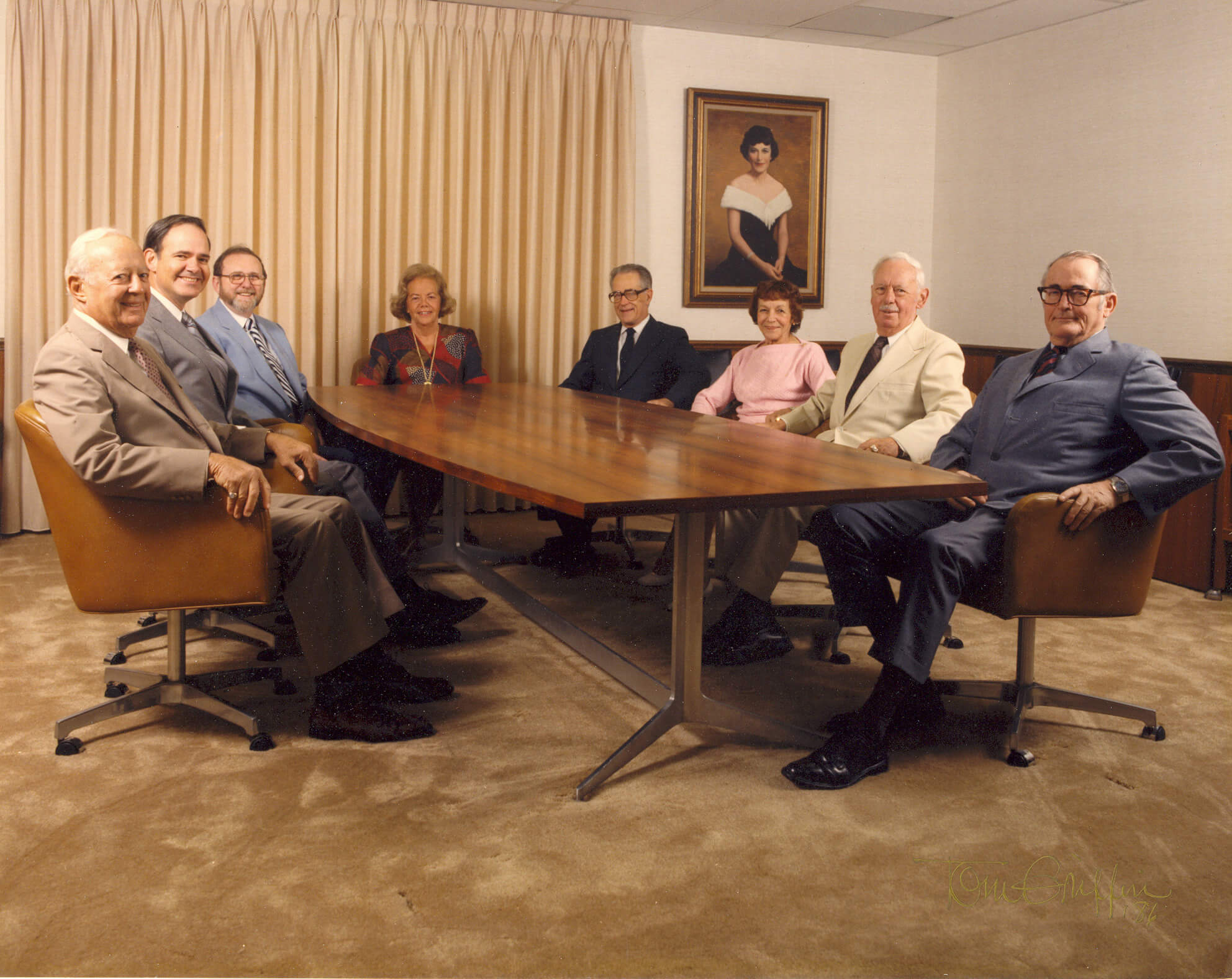 Old photo of Edyth Bush with the Charitable Foundation Board