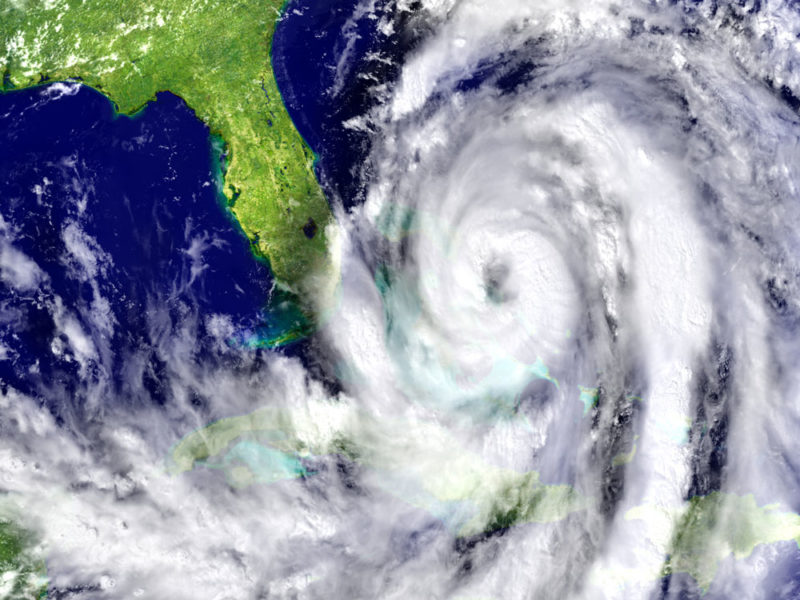 Satellite imagery of hurricane near Florida