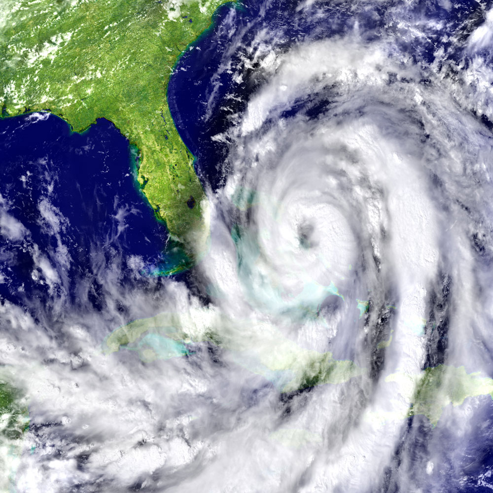 Satellite imagery of hurricane near Florida